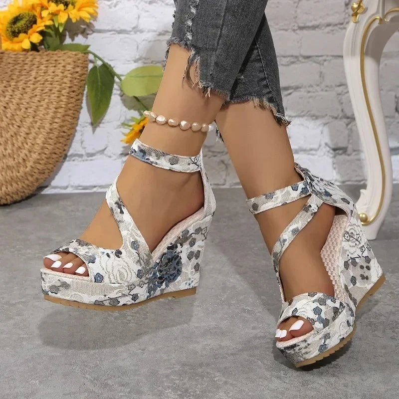 Ladies Print Wedge Heels
