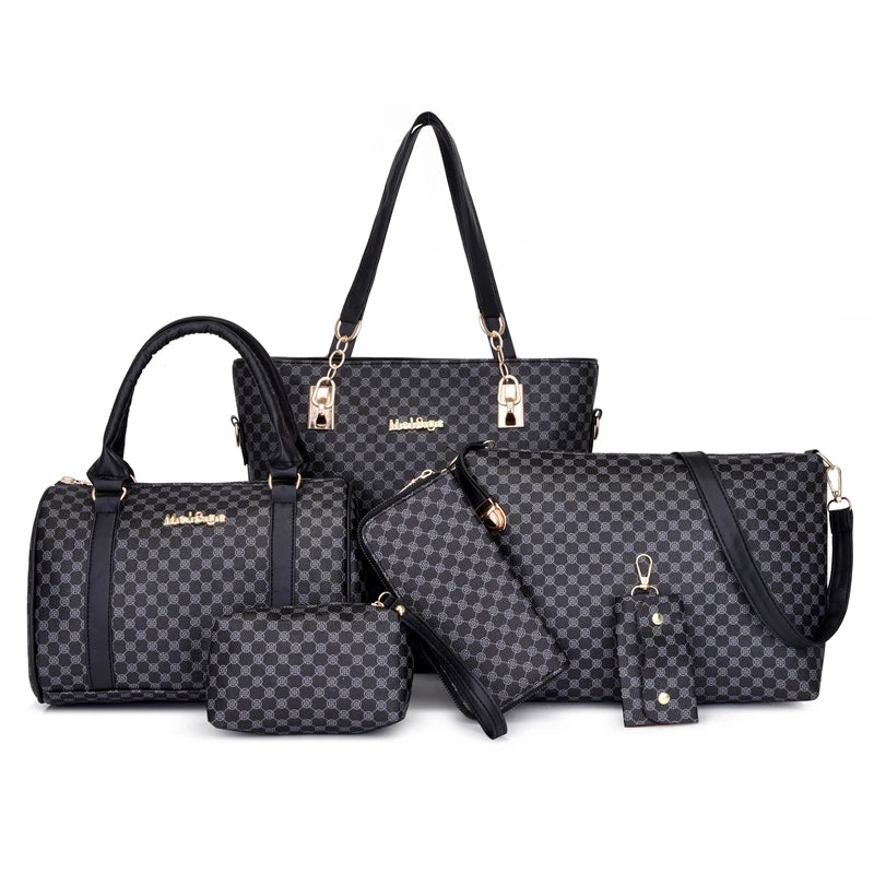 2022 New Ladies Fashion Handbags Set Wholesale Mini Purse Casual Tote Durable Zipper Closure 6 Pieces Women's Shoulder Bags