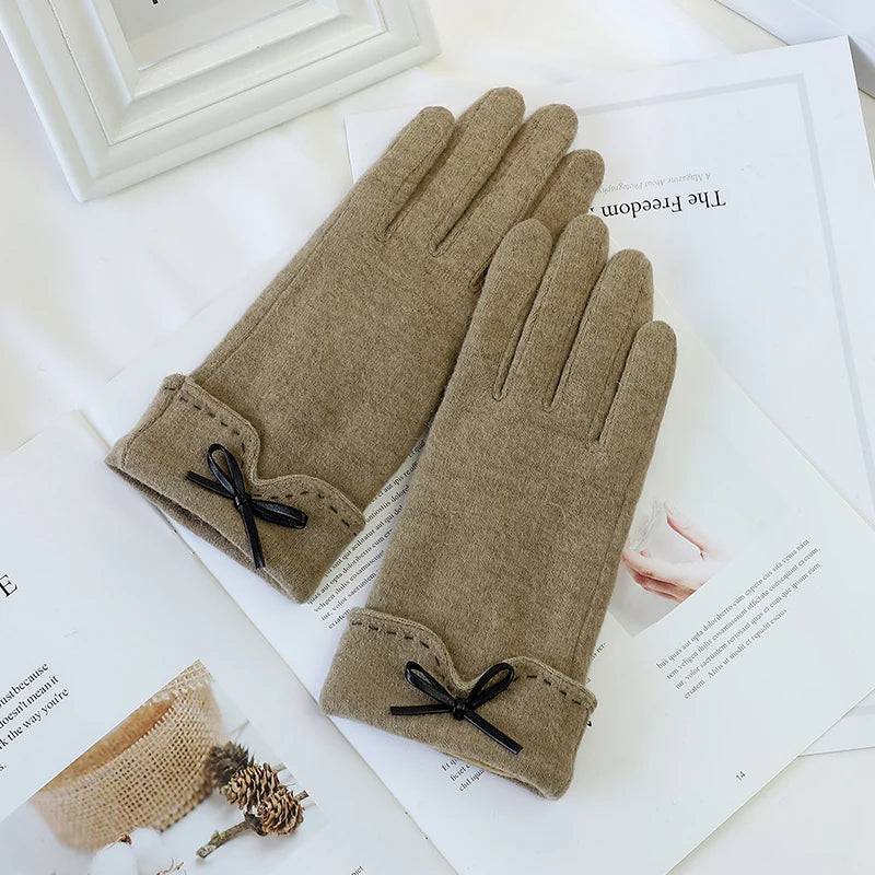 Fashion Fancy Warm Bike Riding Touchscreen Thermal Winter Wool Women Gloves