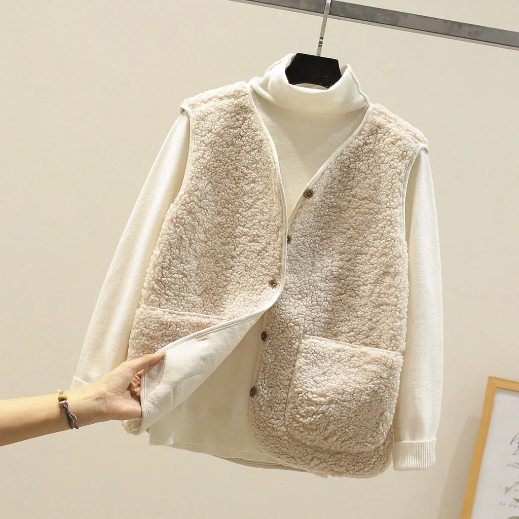 Wool Button Sleeveless Warm Vest