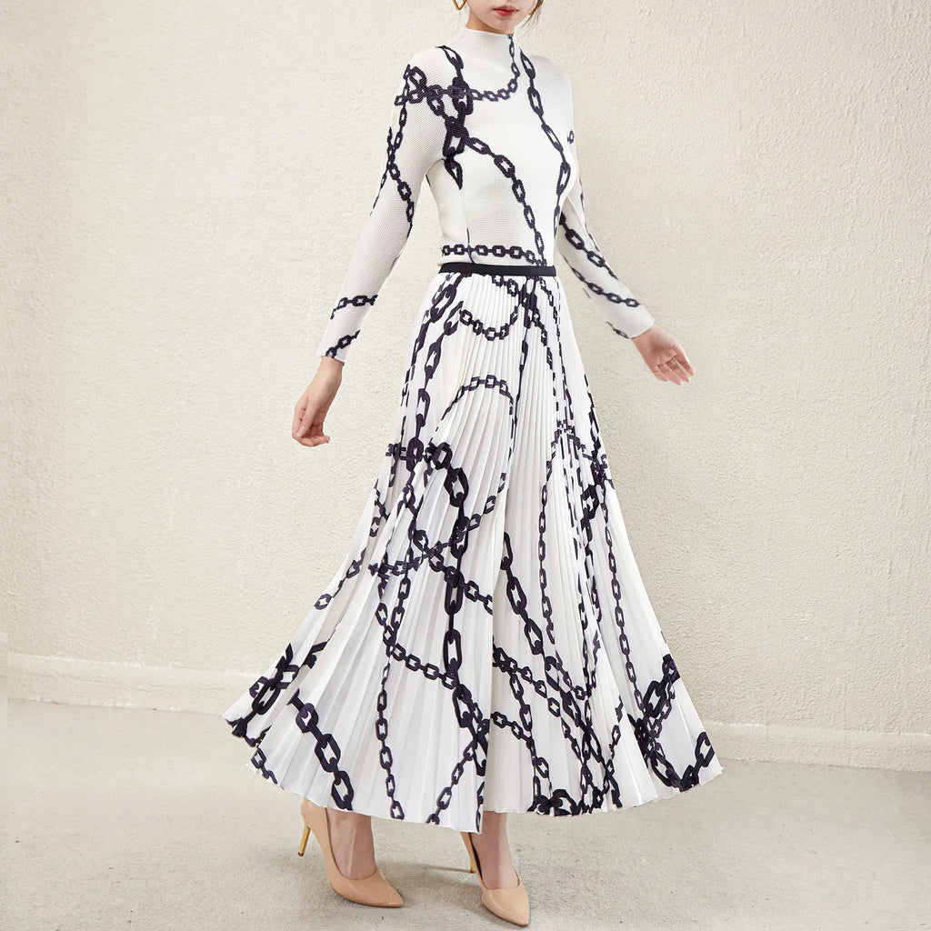 The Latest 2025 Pleated Printed Design Women's 2-piece Set