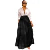 Solid High-Waist Pleated Skirt