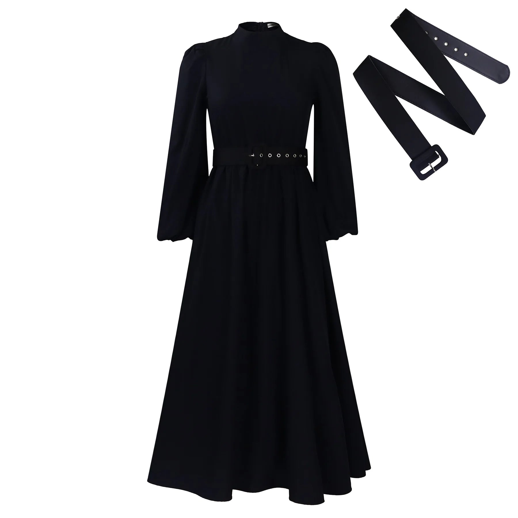 D491 African New Chic Women's New Half High Collar 3/4 Sleeves Large Hem Maxi Dress Solid Elegant Party Office Casual Dress