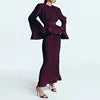 OUDINA Fashion Casual Solid Splicing Ruffled Pleats Skirt Set Elegant Women Two Piece Set Simple Women's Sets