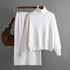 Fashion Two Piece Set Autumn and Winter New Knitted Set for Ladies Outer Wear High Collar Sweater Skirt Set Female Wholesale