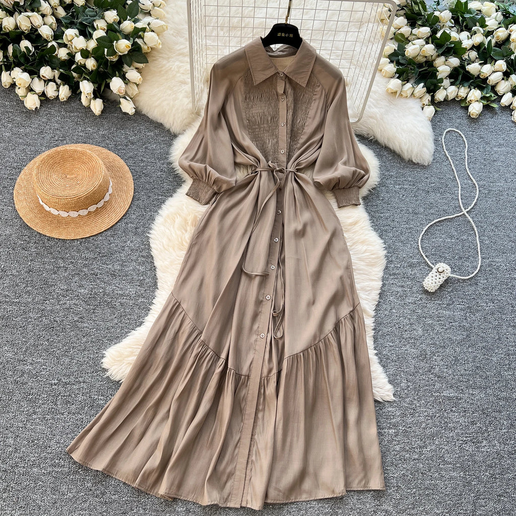Spring Elegant Tunic Slim Midi Dress For Women Empire Lace Dress