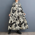2025 Spring and Autumn New Loose plus size Women's Crewneck Long Sleeve Loose Large Swing Artistic Retro Foreign Trade dress