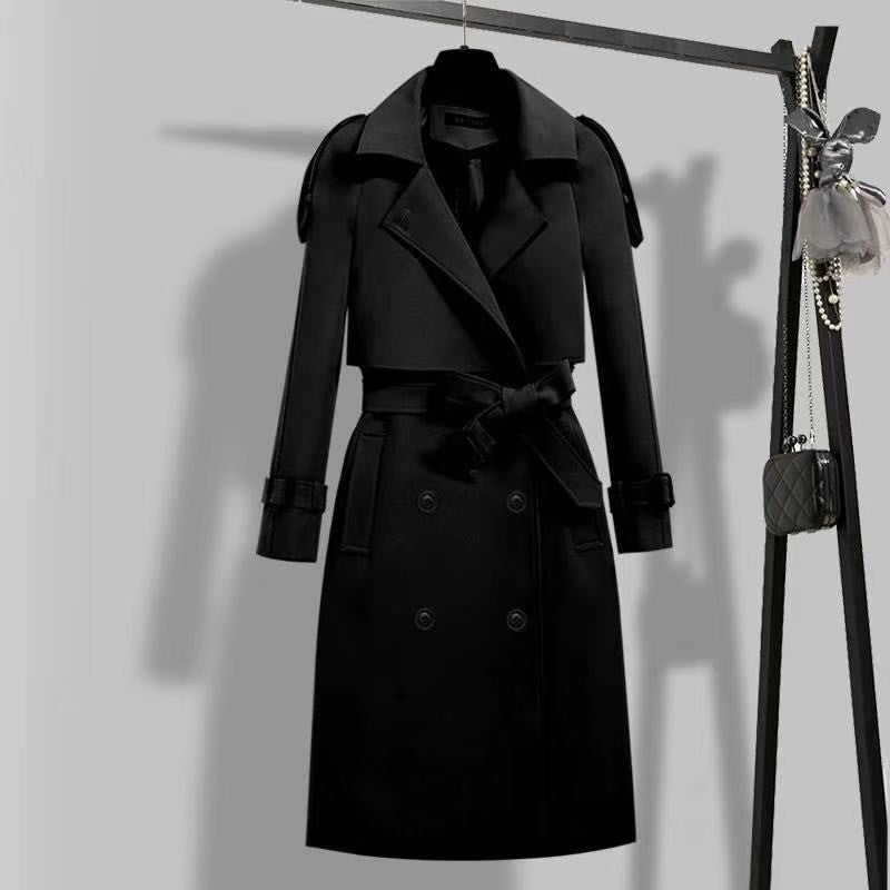 European and American Trenchcoat Women's Mid-length 2024 Autumn and Winter Korean-style British-style Over-the-Knee Coat Autumn and Winter Warm Coat Top