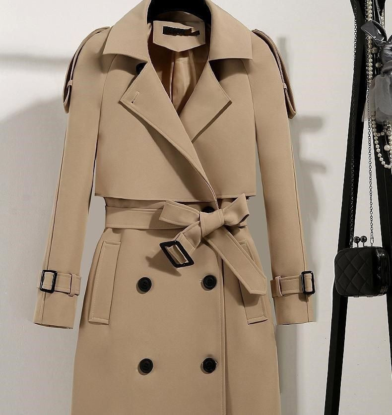 European and American Trenchcoat Women's Mid-length 2024 Autumn and Winter Korean-style British-style Over-the-Knee Coat Autumn and Winter Warm Coat Top