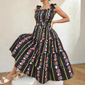 Temu Plus-Size European and American Cross-Border French Retro Summer Fashion Elegant Printed Dress with Waist-Cinching Design in Extra Large Size