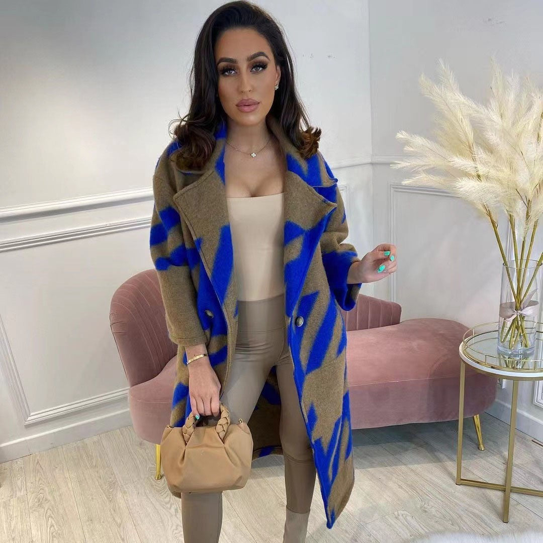8753 New 2025 European and American Autumn Cross-Border Export Women's Clothing Amazon Long-Sleeved Multi-Color Printed Outwear Lapel Jacket