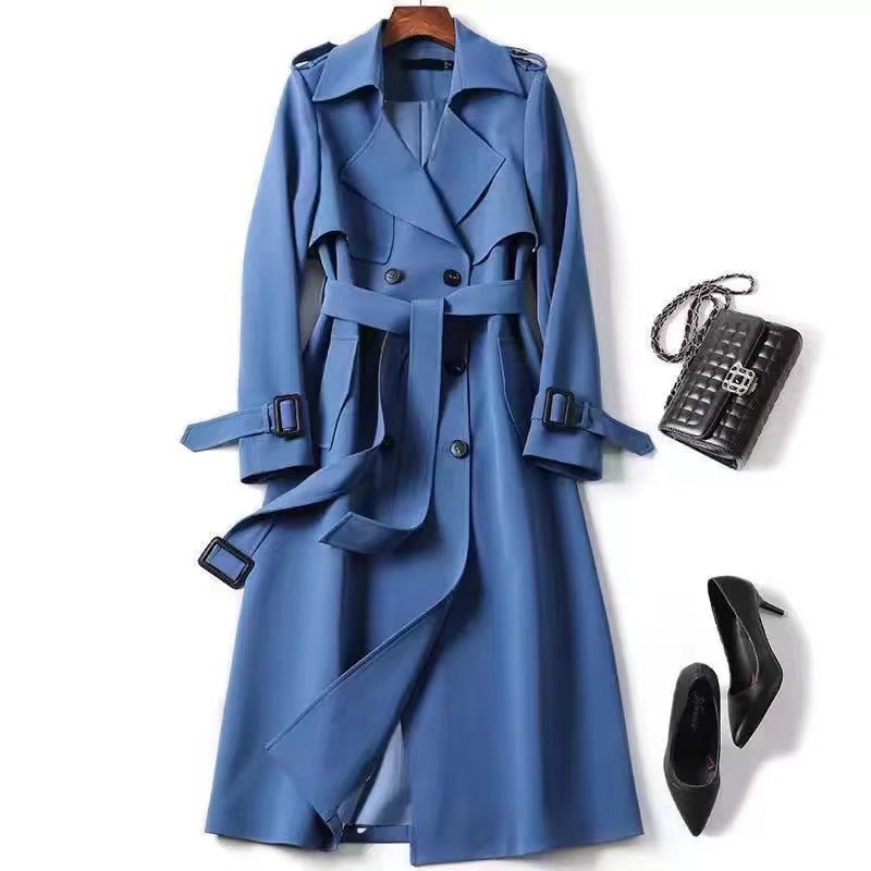 European and American Trenchcoat Women's Mid-length 2024 Autumn and Winter Korean-style British-style Over-the-Knee Coat Autumn and Winter Warm Coat Top