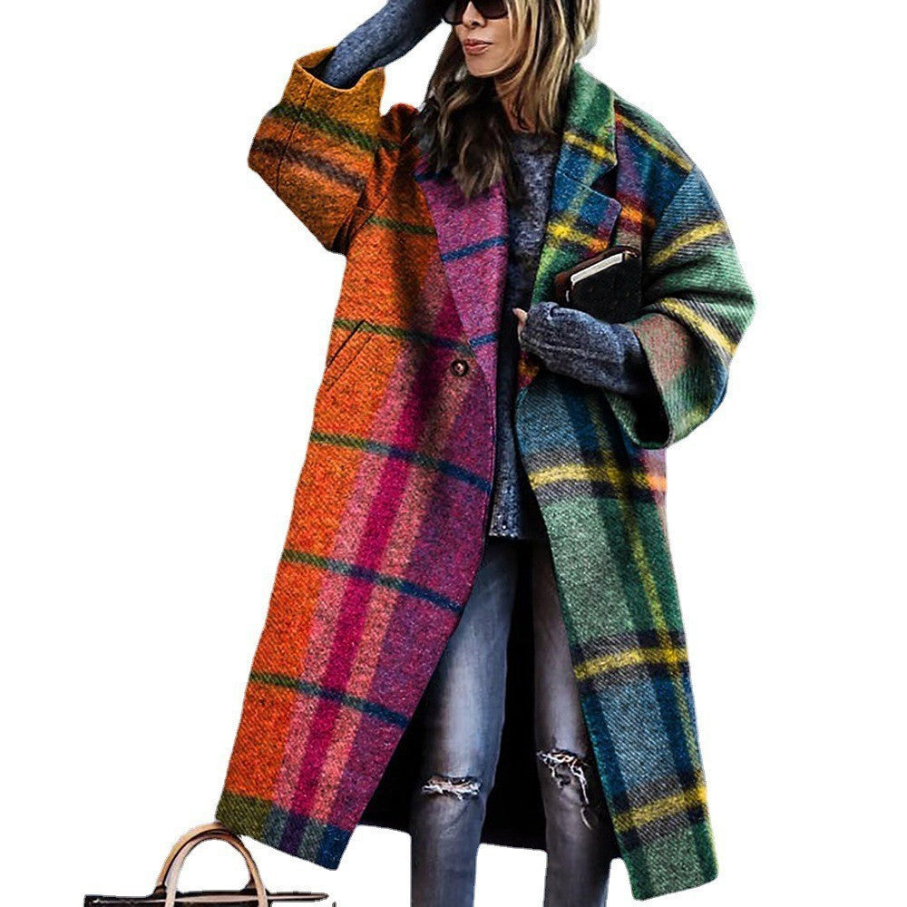 8753 New 2025 European and American Autumn Cross-Border Export Women's Clothing Amazon Long-Sleeved Multi-Color Printed Outwear Lapel Jacket