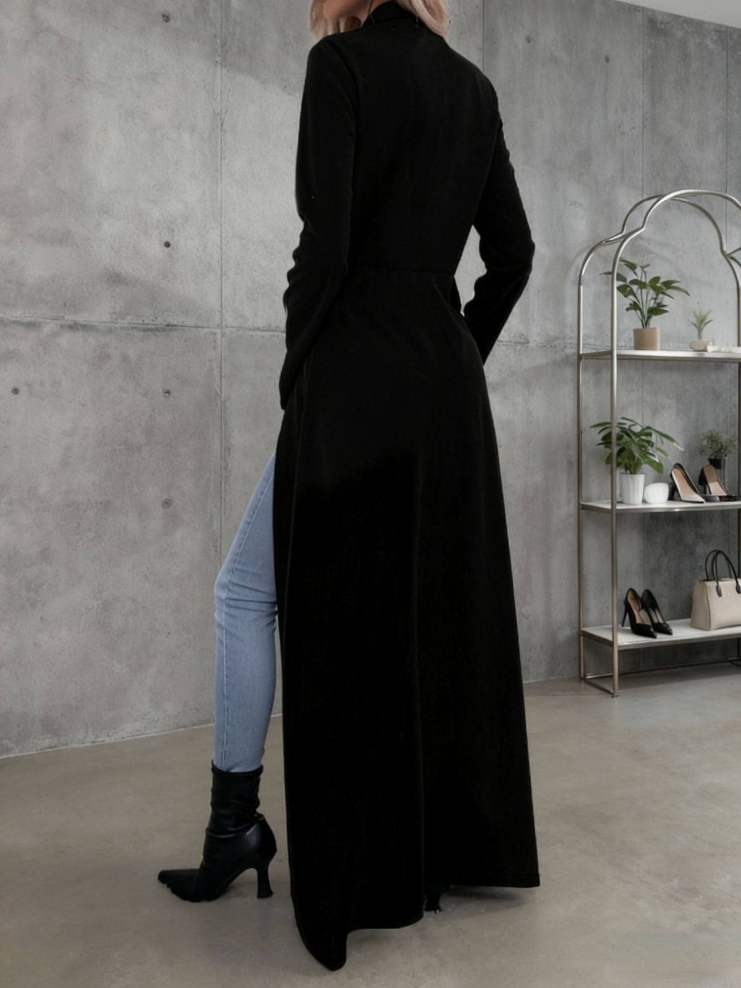 Cross-border Amazon Spring and Autumn Women's Zipper Placket Long Sleeve Front Short Back Long plus size dress