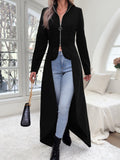 Cross-border Amazon Spring and Autumn Women's Zipper Placket Long Sleeve Front Short Back Long plus size dress