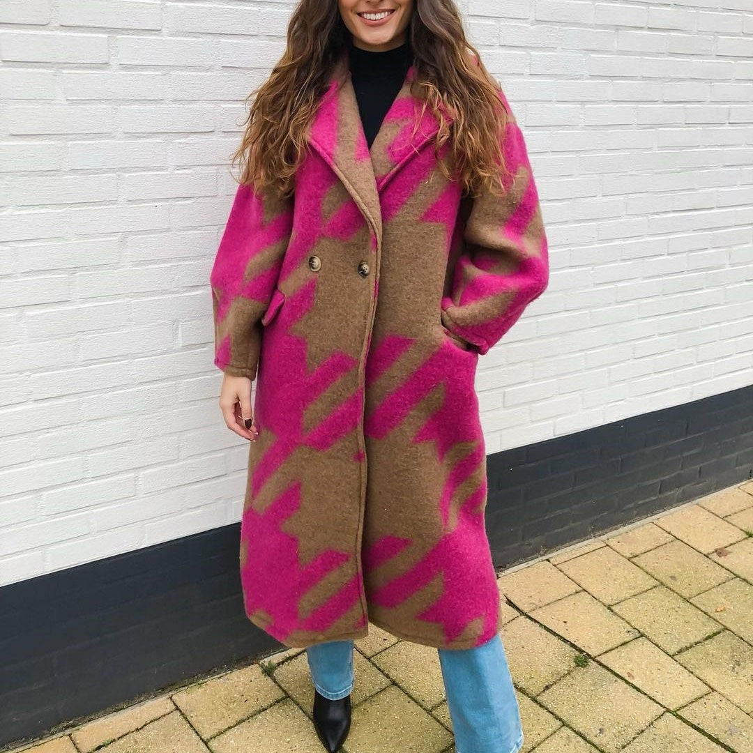 8753 New 2025 European and American Autumn Cross-Border Export Women's Clothing Amazon Long-Sleeved Multi-Color Printed Outwear Lapel Jacket
