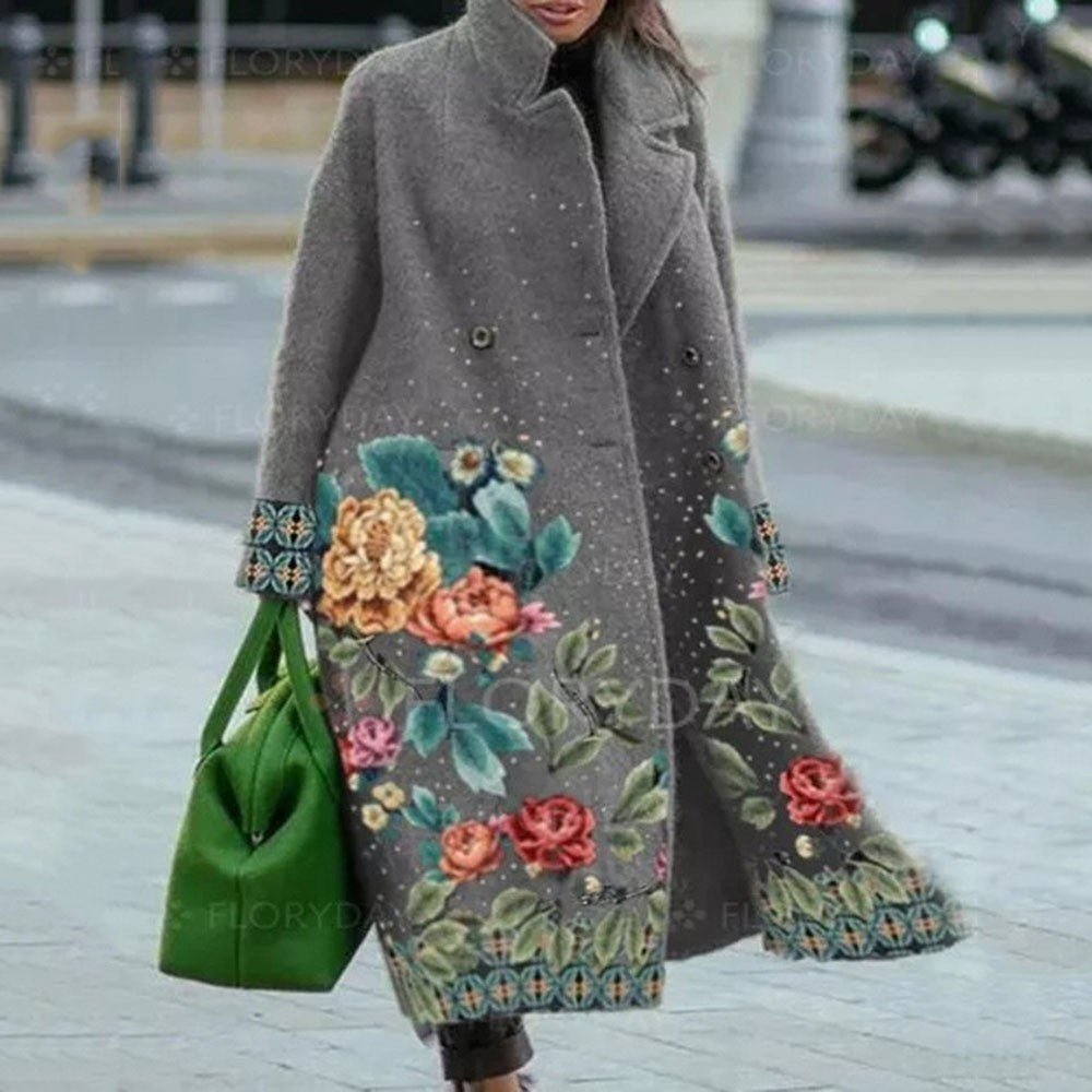 8753 New 2025 European and American Autumn Cross-Border Export Women's Clothing Amazon Long-Sleeved Multi-Color Printed Outwear Lapel Jacket