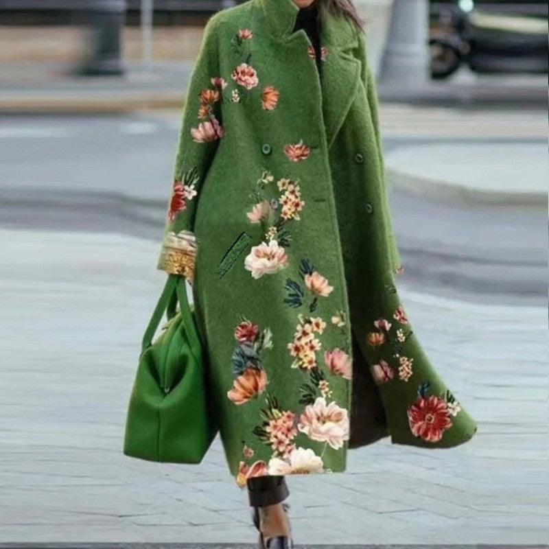 8753 New 2025 European and American Autumn Cross-Border Export Women's Clothing Amazon Long-Sleeved Multi-Color Printed Outwear Lapel Jacket