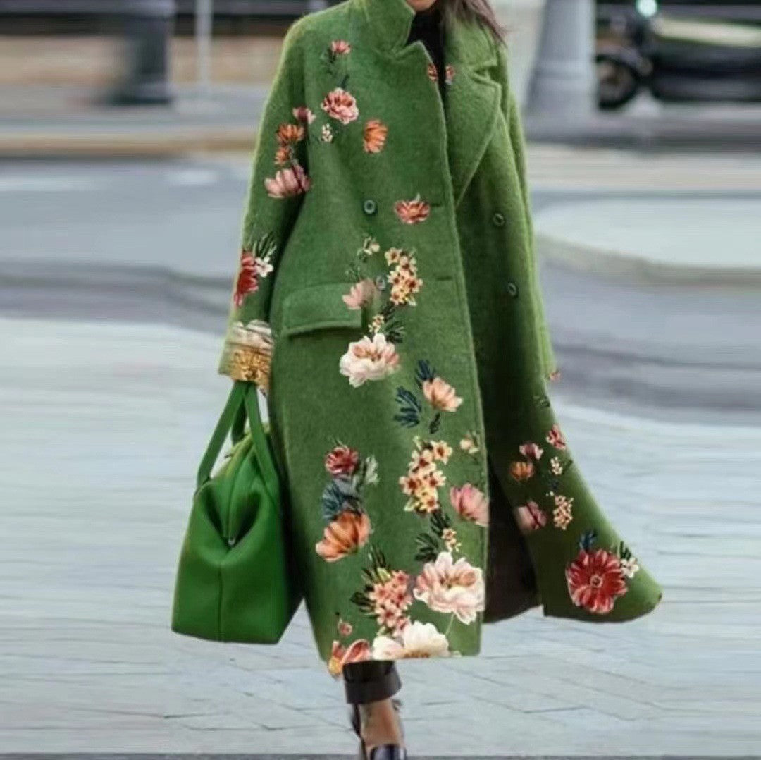 8753 New 2025 European and American Autumn Cross-Border Export Women's Clothing Amazon Long-Sleeved Multi-Color Printed Outwear Lapel Jacket