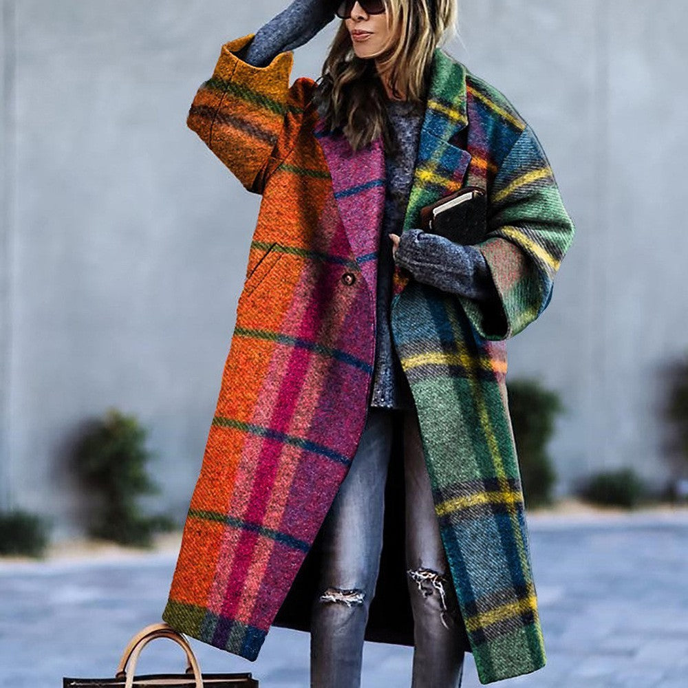 8753 New 2025 European and American Autumn Cross-Border Export Women's Clothing Amazon Long-Sleeved Multi-Color Printed Outwear Lapel Jacket