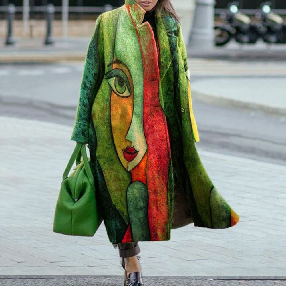 8753 New 2025 European and American Autumn Cross-Border Export Women's Clothing Amazon Long-Sleeved Multi-Color Printed Outwear Lapel Jacket