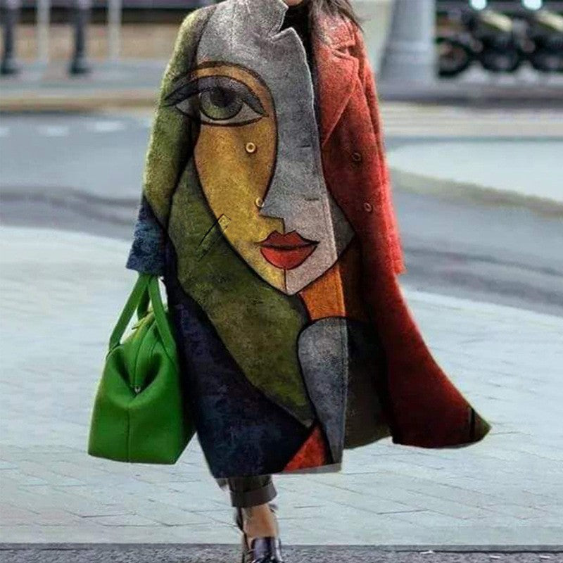 8753 New 2025 European and American Autumn Cross-Border Export Women's Clothing Amazon Long-Sleeved Multi-Color Printed Outwear Lapel Jacket