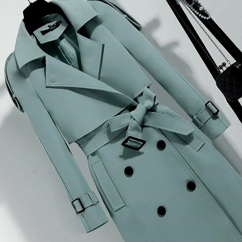 European and American Trenchcoat Women's Mid-length 2024 Autumn and Winter Korean-style British-style Over-the-Knee Coat Autumn and Winter Warm Coat Top
