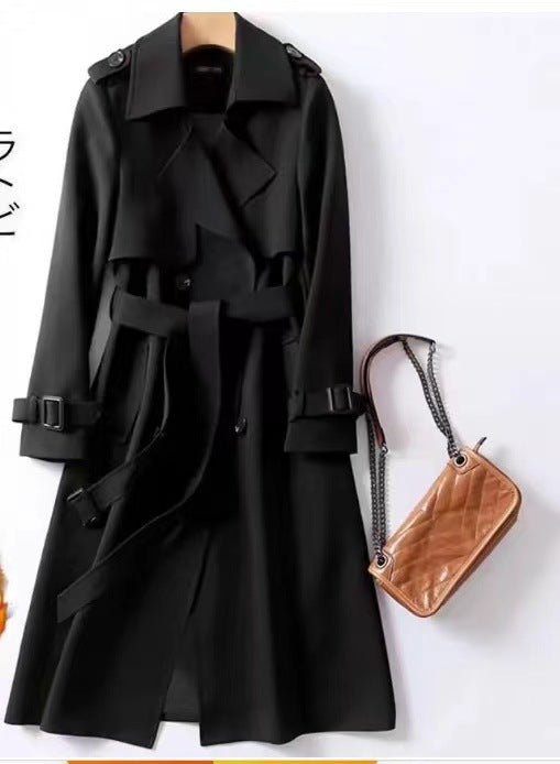European and American Trenchcoat Women's Mid-length 2024 Autumn and Winter Korean-style British-style Over-the-Knee Coat Autumn and Winter Warm Coat Top