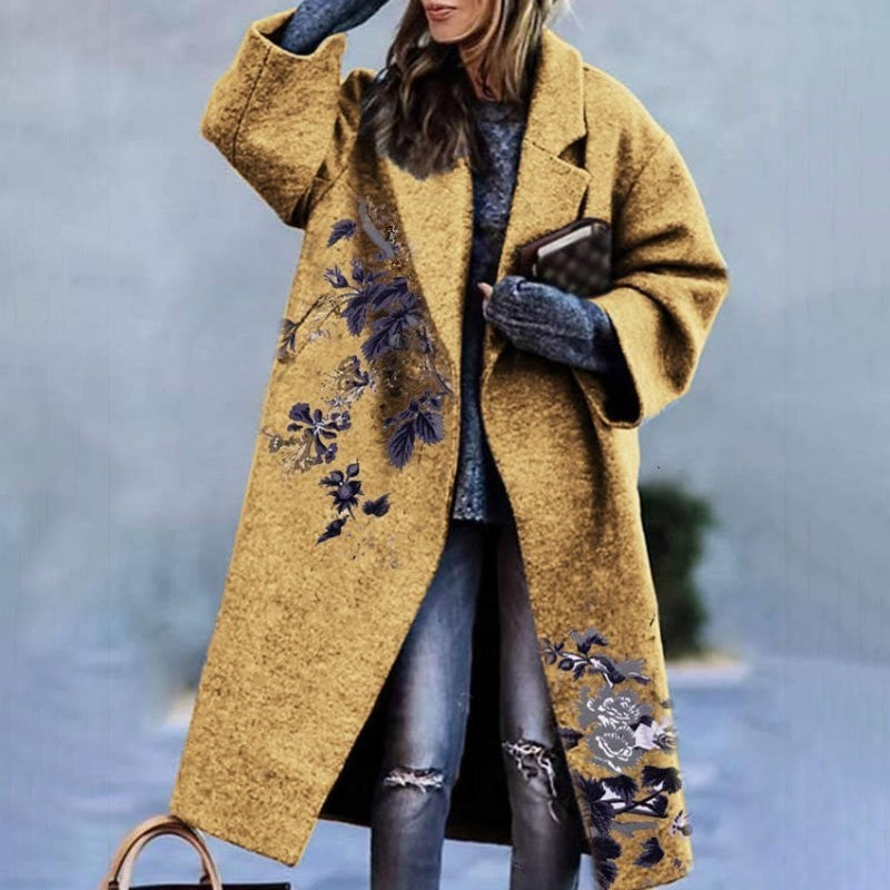 8753 New 2025 European and American Autumn Cross-Border Export Women's Clothing Amazon Long-Sleeved Multi-Color Printed Outwear Lapel Jacket