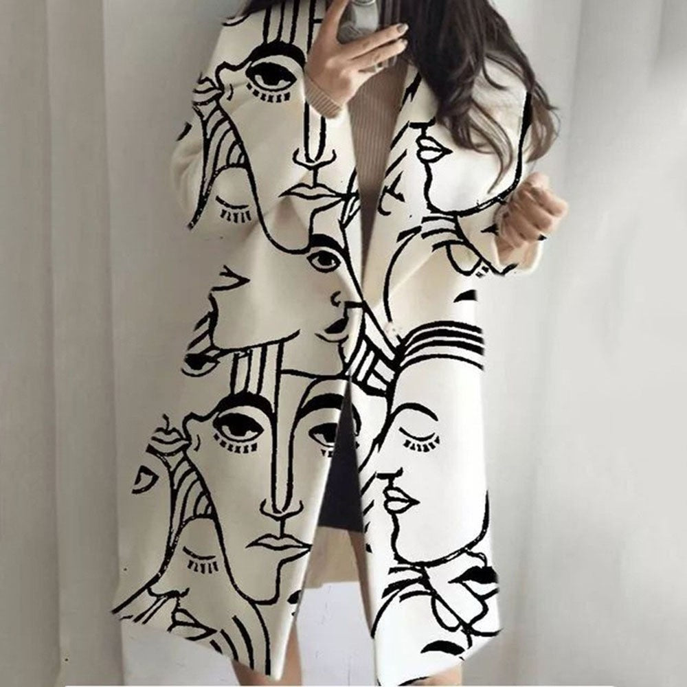 8753 New 2025 European and American Autumn Cross-Border Export Women's Clothing Amazon Long-Sleeved Multi-Color Printed Outwear Lapel Jacket