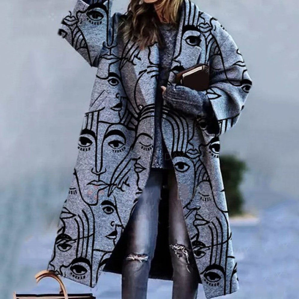 8753 New 2025 European and American Autumn Cross-Border Export Women's Clothing Amazon Long-Sleeved Multi-Color Printed Outwear Lapel Jacket