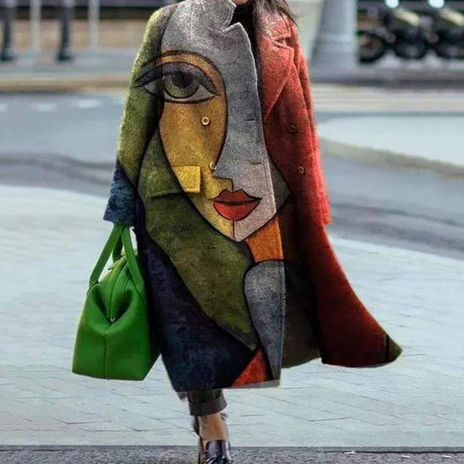 8753 New 2025 European and American Autumn Cross-Border Export Women's Clothing Amazon Long-Sleeved Multi-Color Printed Outwear Lapel Jacket