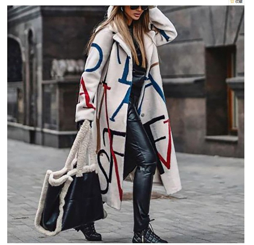 8753 New 2025 European and American Autumn Cross-Border Export Women's Clothing Amazon Long-Sleeved Multi-Color Printed Outwear Lapel Jacket