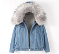 2026 Autumn/Winter New Korean Style Fleece-Lined Thick Harajuku Lamb Wool Denim Jacket for Women with Large Fur Collar Versatile Cotton Coat