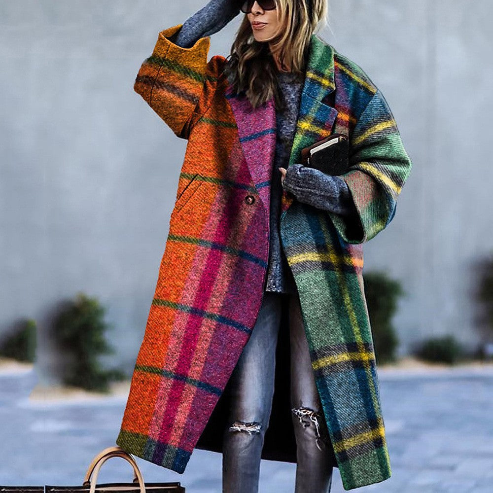 8753 New 2025 European and American Autumn Cross-Border Export Women's Clothing Amazon Long-Sleeved Multi-Color Printed Outwear Lapel Jacket