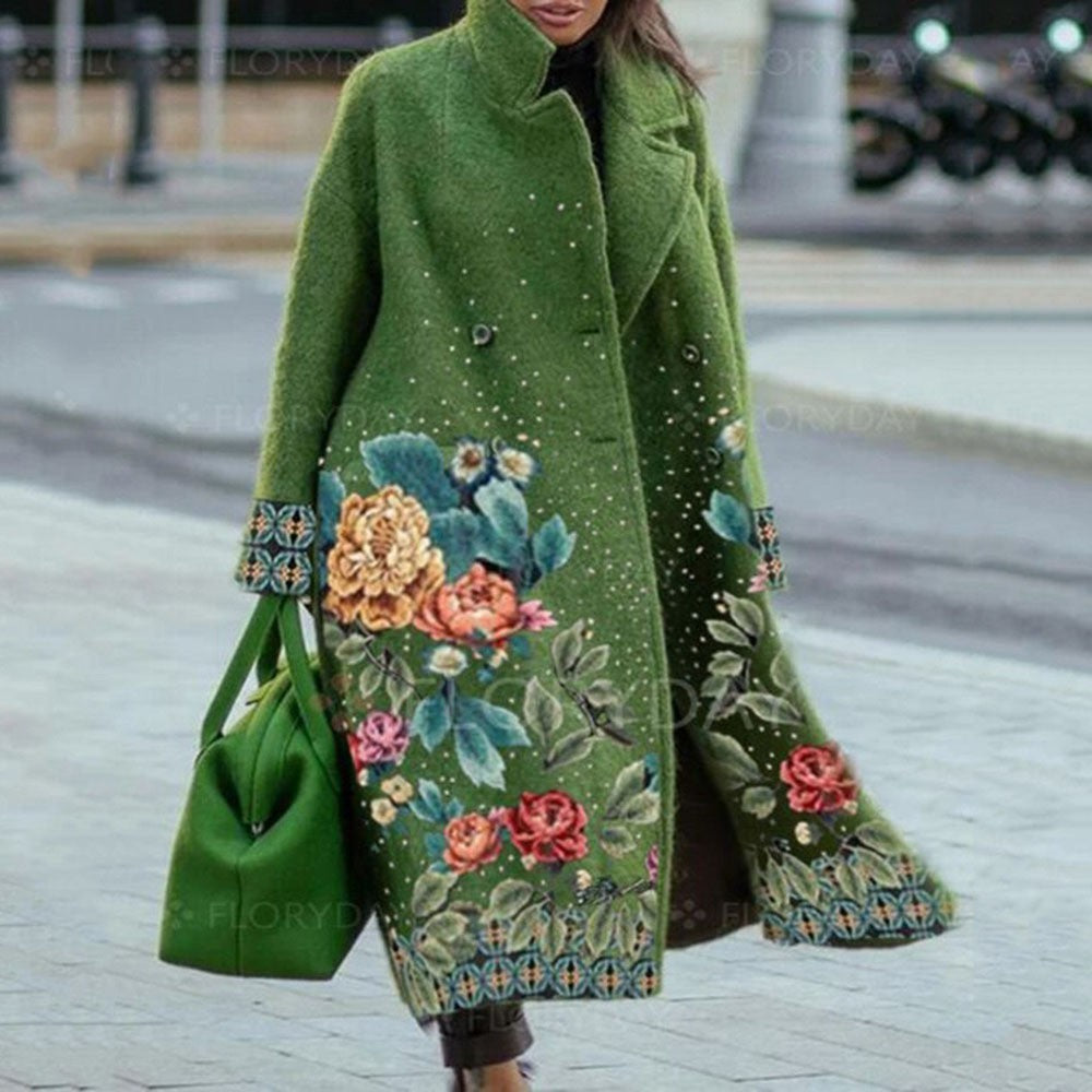 8753 New 2025 European and American Autumn Cross-Border Export Women's Clothing Amazon Long-Sleeved Multi-Color Printed Outwear Lapel Jacket