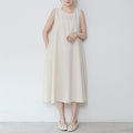 Real shot new in stock 2022 summer new 3 color sleeveless dress women's loose cotton linen dress
