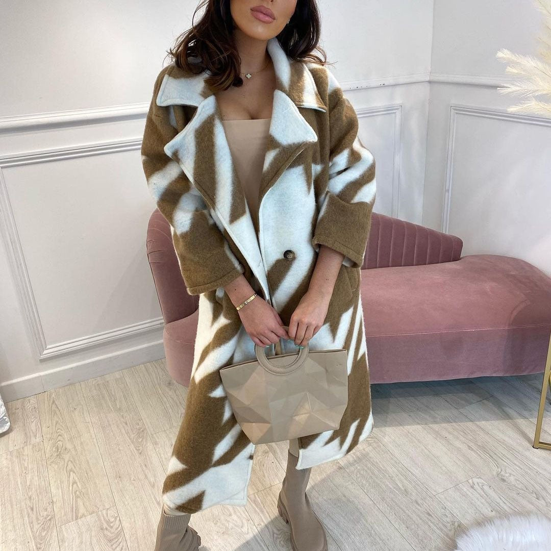 8753 New 2025 European and American Autumn Cross-Border Export Women's Clothing Amazon Long-Sleeved Multi-Color Printed Outwear Lapel Jacket