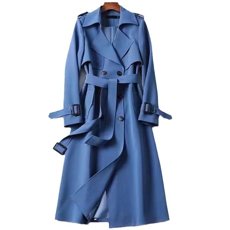 European and American Trenchcoat Women's Mid-length 2024 Autumn and Winter Korean-style British-style Over-the-Knee Coat Autumn and Winter Warm Coat Top