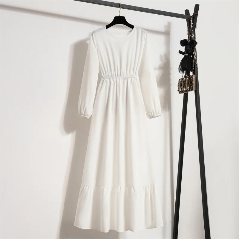 Solid Chiffon Full Sleeve Loose Maxi Dress