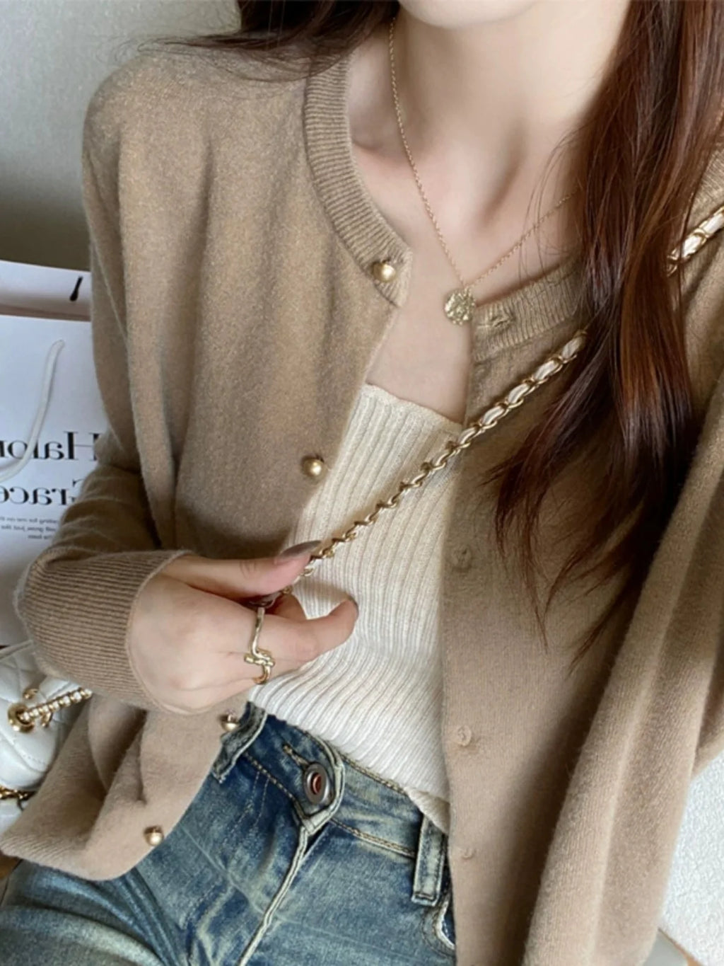 Knitted Women Cardigans New Long Sleeve O-Neck Black Knit Cardigan Women Tops Knitwears Sueters De Mujer Q1054