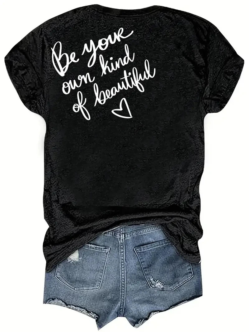 Women's Be Your Own Beautiful T-Shirt Graphic Tee  Round Neck Short Sleeve Casual shirts for women
