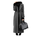 Women Woollen Overcoat Double-breasted Mid-calf Length Long Sleeves Jacket Slim OL Formal Coat