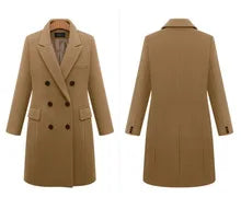 Fashion new women's autumn and winter long thin plus size woolen women's coat coat double breasted thick warm coat winter