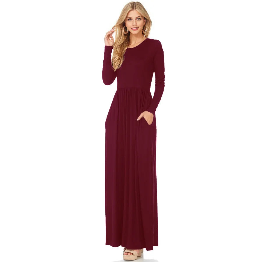 Solid Pocket Floor-Length Maxi Dress