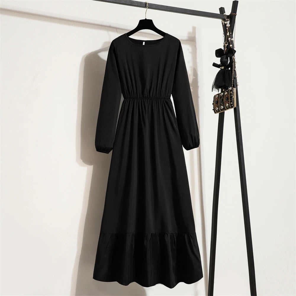 Solid Chiffon Full Sleeve Loose Maxi Dress