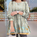 2023 Autumn Winter Womens Blouse Round Neck Fashion Ruffled Shirt Casual Loose Floral Print Top Femme Bubble Sleeve Pullover