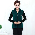 Spring Autumn Women Vest Jacket Middle-Aged Casual Solid Sleeveless Gilet Femme Pocket Short Waistcoat