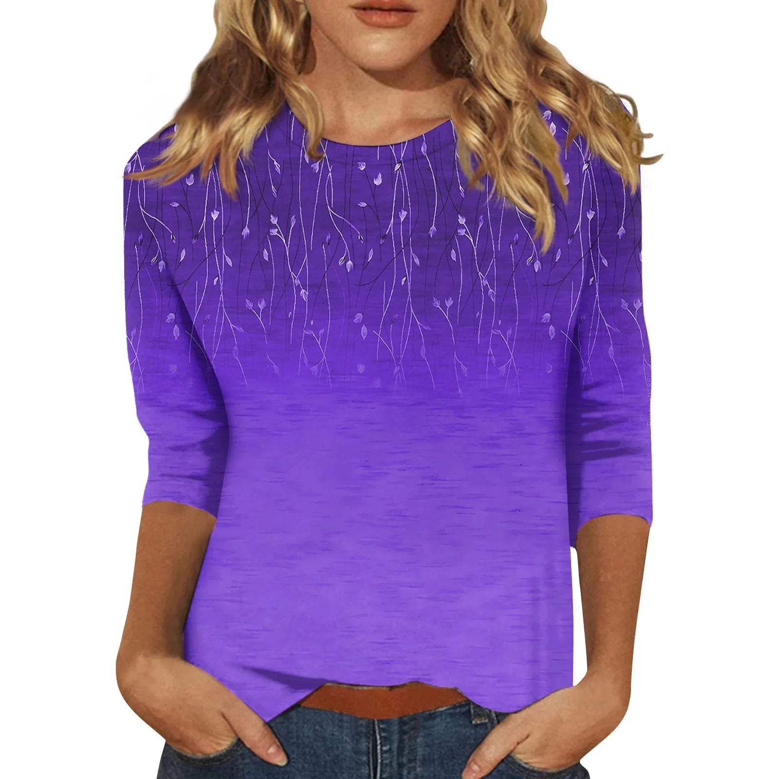 Blouse for Ladies Women’s Fashion Everyday Casual O-neck Three Quarter Sleeve Printed T-shirt Top Summer blusa mujer moda 2024