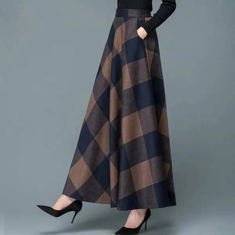 Ladies Skirt Women 1* Cocktail Autumn High Waist Fashion Evening Loose Vintage Party Pleated Maxi Plus Size Printed